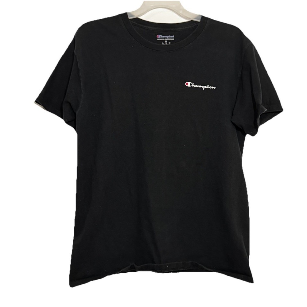 Champion T-Shirt Mens Medium Black Short Sleeve Authentic Athleticwear‎ Logo Tee